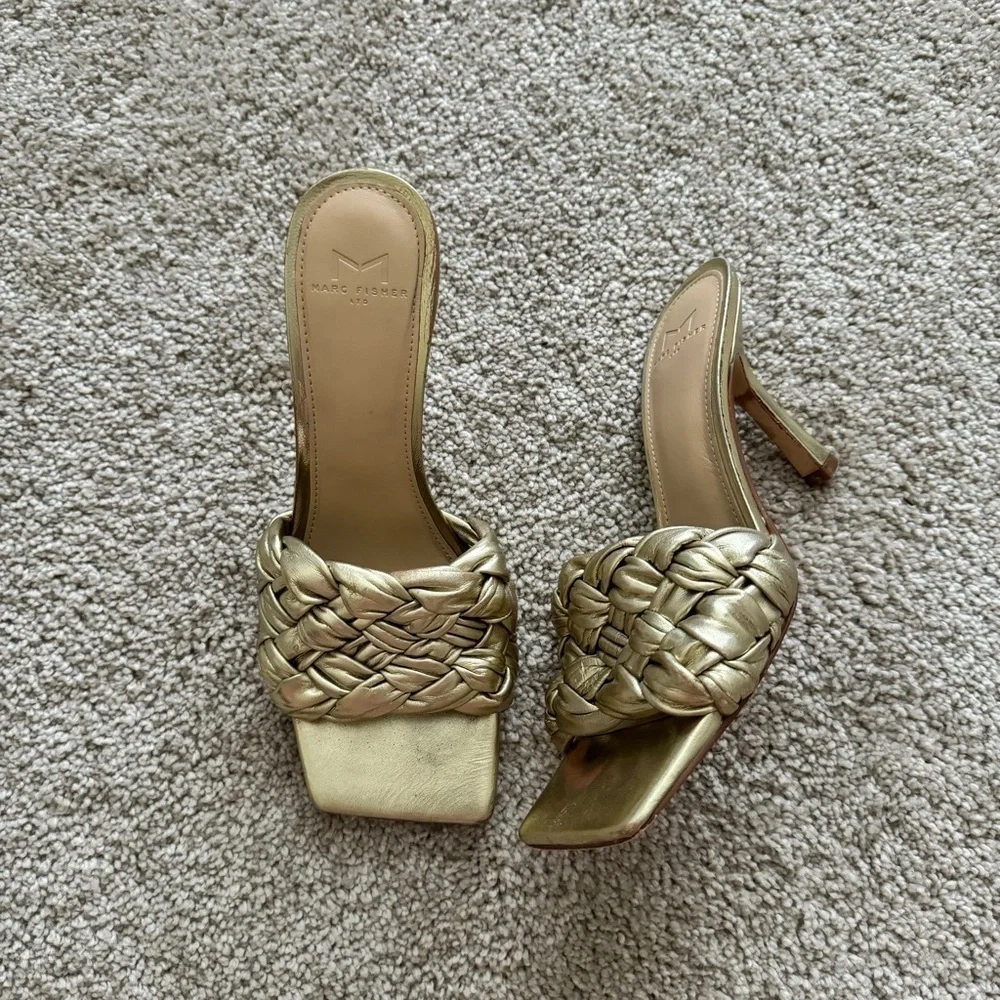 Marc Fisher Draya Braided Sandal Oro Leather Size 8